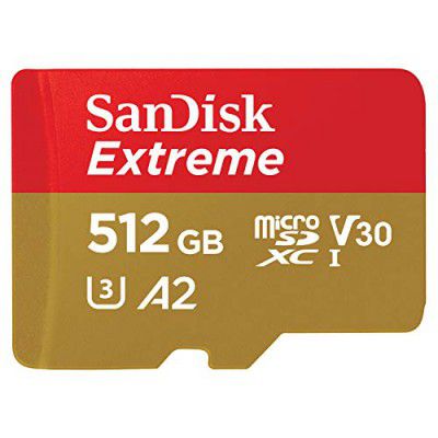 SanDisk Extreme 512GB microSDXC UHS-I, 190MB/s Read, 130MB/s Write Memory Card for 4K Video on Smartphones, Action Cams and Drones