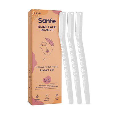 Sanfe Glide Reusable Face & Eyebrow Razor For Women | For Painless Hair Removal - Pack of 3