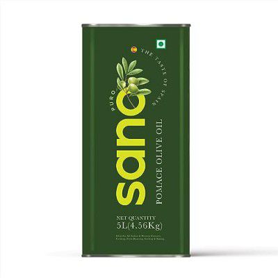 sano Pomace Olive Oil 5L - Ideal for Frying, Roasting & Sautéing - Rich Flavour & High Smoke Point - Versatile Cooking Oil for Indian Cuisine