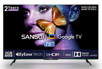 SANSUI (75") 4K Ultra HD Smart LED Google TV JSW75GSUHDFF (Pebble Grey)