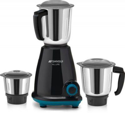 Sansui Allure Pro Home 500 W Mixer Grinder (3 Jars, Black, Blue)