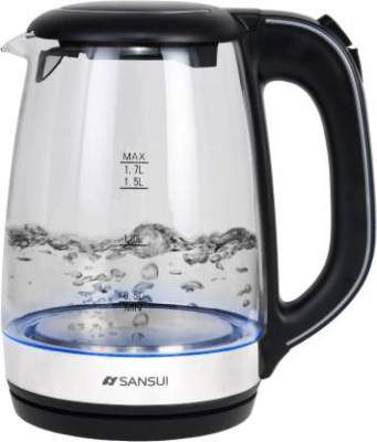 Sansui Glass Electric Kettle (1.7 L, Silver, Black)