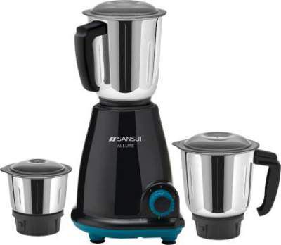 Sansui ProHome Allure 500 W Mixer Grinder (Black, Blue, 3 Jars)