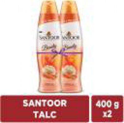 Santoor Beauty Perfumed Talcum Powder with Sandalwood Extracts For All Skin Types  (2 x 400 g)