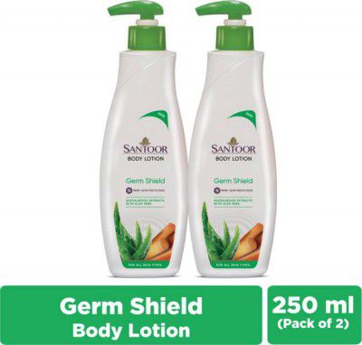 Santoor by Wipro Germ Shield Moisturising Body Lotion with Aloe Vera & Sandalwood Extracts (500 ml)