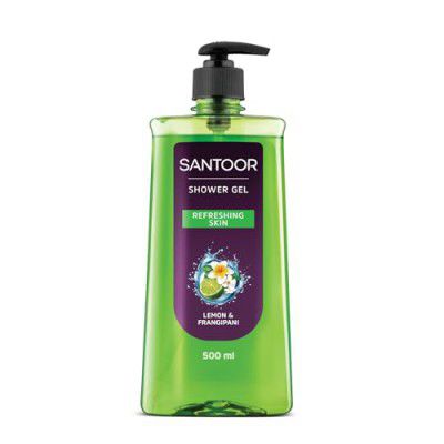 Santoor Lemon & Frangipani Refreshing Shower Gel For Women| Daily Bath Body Wash - 500ml