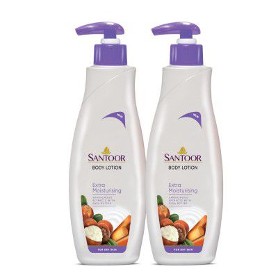 Santoor, Perfumed Body Lotion for Extra Moisturizing 250ml Combination Buy1 Get1 Free, Sandalwood, 500 ml