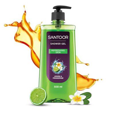 Santoor Refreshing Shower Gel With Natural Lemon & Frangipani Extracts| 500ml