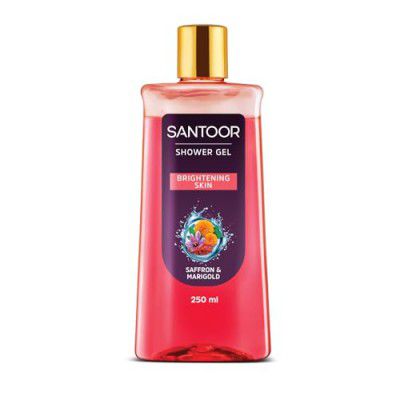 Santoor Saffron & Marigold Skin Brightening Shower Gel For Women| Daily Bath Body Wash With Natural Extracts For Glowing Skin - 250ml