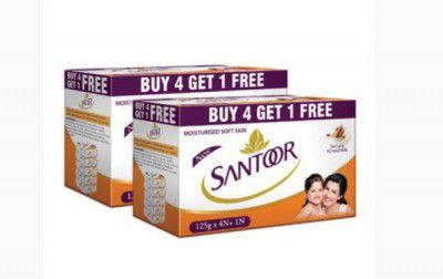 santoor Sandal & Almond Milk Soap(5 x 125 g) pack of 2  (10 x 125 g)