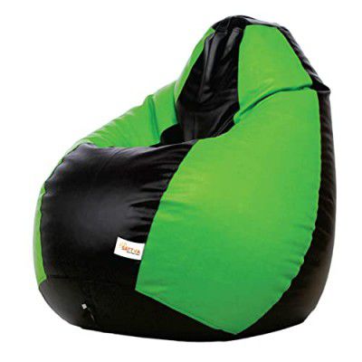 Sattva Classic Bean Bag Cover Without Beans XXL Size Dual Colour - Black Neon Green