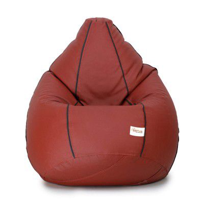 SATTVA Classy.Elegant.Stylish Classic Faux Leather 3XL Bean Bag Filled with Beans