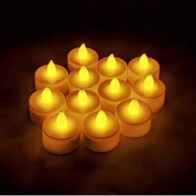 SATYAM KRAFT 12 Piece Decorative Tea Light Candles for Gifting, House, Home Decor, Ram Navami Decoration (Yellow, 2 cm) (12)