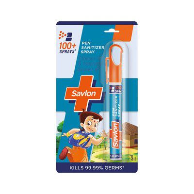 Savlon Chota Bheem Pen Sanitizer Spray for Hands, Easy to Carry Back to School Set- 9ml (Pack of 5)