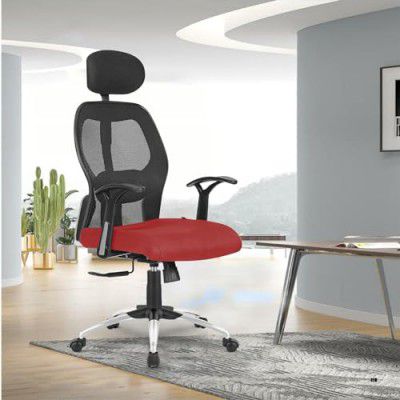 SAVYA HOME Apollo High Back Ergonomic Office, Work from Home Chair with 2D Lumbar Support, Steel Base,Tiltlock Mechanism (Ergonomic Meshback, Red, Qty-1)