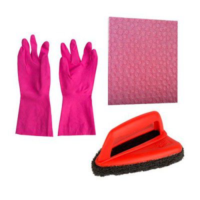 Scotch-Brite 5 Piece Clean Combo (1 pair Gloves, 1 Jet scrubber and 3 Sponge wipes)