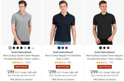 Scott International Men's polo t-shirt Flat ₹299