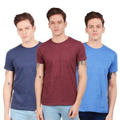 Scott International Mens Regular Fit T-Shirt - Cotton Blend, Half Sleeve, Round Neck, Regular Fit, Stylish, Solid Plain T-Shirts for Men(Pack of 3)