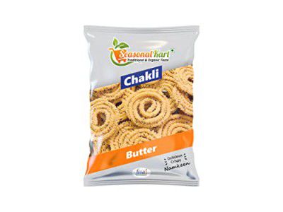 Seasonal Kart Homemade Butter Chakli Chakli Snacks, 400 gm Indian Snacks, Chakli, Namkeen Snacks for Foodie Indians