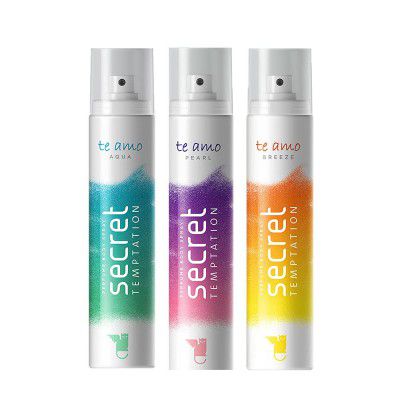 Secret Temptation Te Amo Aqua, Breeze and Pearl Perfume Body Spray Combo for Women, Pack of 3 (120 ml each)