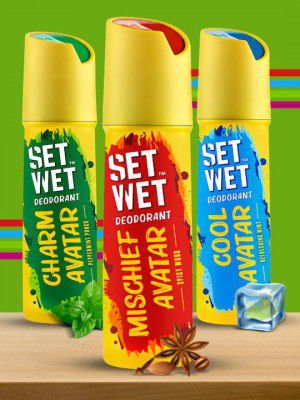 Set Wet Men Set of Cool - Charm & Mischief Avatar Deodorant Body Spray Perfume-150 ml Each