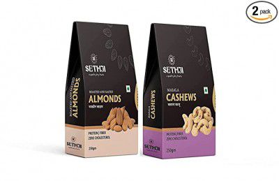 SETHJI Dry Fruits and Nuts Value Combo Pack (Salted Almonds, Masala Cashew, Pack of 2- 500gm(250g each))