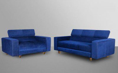 Seventh Heaven Berlin 5 Seater Sofa Set, Extra Spacious, Chenille Molfino Fabric with 3 Years Warranty (Blue, 3+2 Seater)