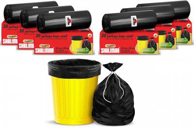 Shalimar Premium OXO - Biodegradable Garbage Bags 17 X 19 Inches (Small) 180 Bags (6 rolls) Dustbin Bag/Trash Bag - Black Color