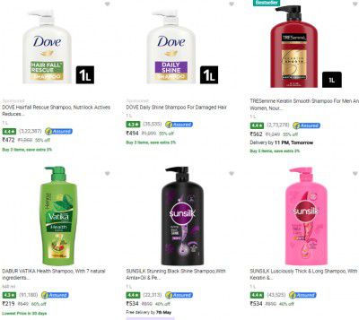 Flipkart : Shampoos @ 45- 60% off