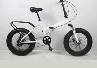 Shanti A1 Sturdy 17 inch Foldable 20 * 4 inch Fat tyre Compact Mountain Bicycle White Color (Shimano Gear!)