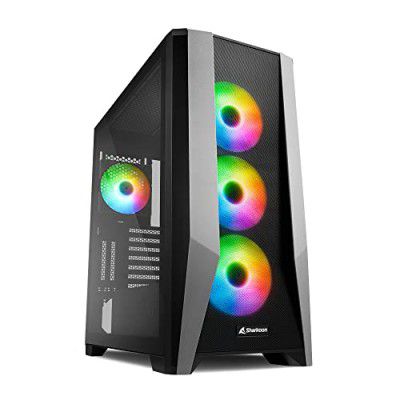 Sharkoon Glass Tg7M RGB Mid Tower Pc Computer Case I Support Mini-Itx, Micro-ATX, ATX, Eatx Motherboard with 4 X 120 Mm Fan Addressable RGB (Pre-Installed) - Black