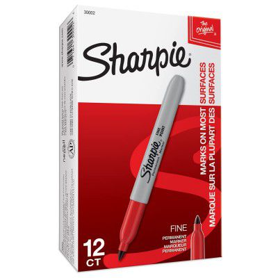 SHARPIE Red Permanent Marker Fine Tip for Precise Writing |Suitable for Multipurpose Usage| Smudge Free | Office Stationery Items | Pack of 12