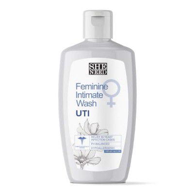 SheNeed UTI relief Feminine Intimate Wash - Reduces Yeast Infection, Protects Against UTI And Itching With Ph-3.5. 100% Natural with Thyme Extracts And Tea Tree Oil - 100 ML