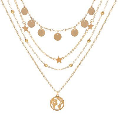 Shining Diva Fashion Latest Layered Western Non Precious Base Metal Cubic Zirconia Golden Neck Chain Pendant Necklace Jewellery for Women (12178np)