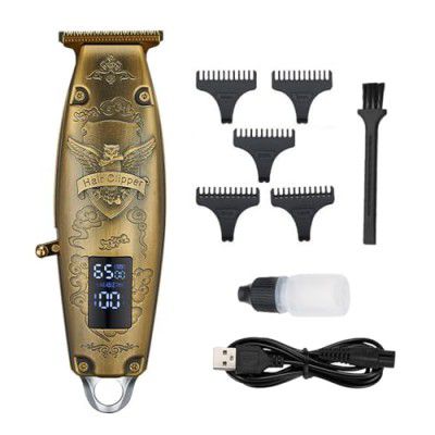 SHINON SH-2697 Cordless Digital Display 6500 RPM Powerful Motor Antiskid Full Metal Body Cordless T Blade Hair Clipper Professional 0 Gapped Outlining for Barbers 0 mm balding Shape up Runtime 180 min