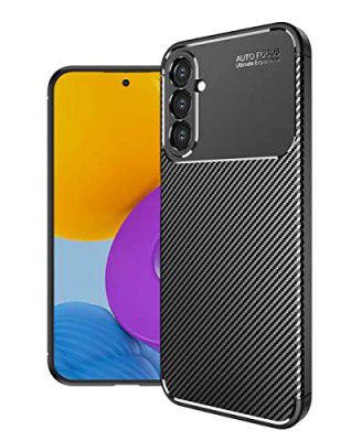 ShopByShop for Samsung Galaxy A54,Luxury Carbon Fiber & Flexible Silicone Rugged Slim Fit Thin Shockproof Heavy Duty Protection Cover for Samsung Galaxy A54 -Black