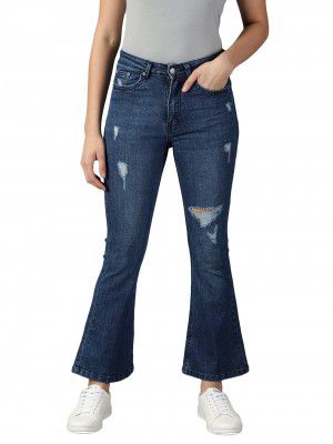 SHOWOFF Women's Stretchable Mildly Distressed Navy Blue Bootcut Jeans-GZ-5308_NavyBlue