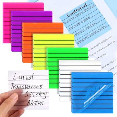 SHUTTLE ART Lined Sticky Note Pads, 50 Sheet Transparent Sticky Notes, Self Stick Lined Memos for School Office Supplies, Waterproof, Memo Pads Easy to Post, Colors Bright (Lined Green Sticky Notes)