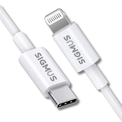 Sigmus Type C TO Lightning Iphone Fast Charging Cable, 2.2 AMP, Tough and Durable, 3.3 Feet (1.2 Meter) - White (Compatible With Iphone 10,11,12,13 And 14 series.)