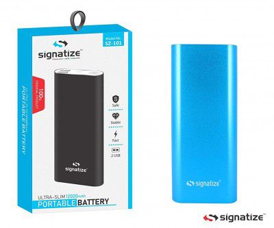 Signatize 12000mAh Portable Battery Power Bank with Dual USB Output Charger for Mobiles/Tablets SZ-101