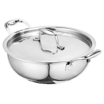 SignoraWare 3500ml Artista Tri-Ply Non-Stick Deep Fry Induction Compatible Cookware Kadai 24cm, Grade 304 Stainless Steel, 5 Years Warranty