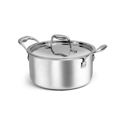 Signoraware Artista Triply Stewpot Stainless Steel Induction Compatible Triply with Steel Lid (Induction and Gas Compatible), 22cm, Capacity 4200ml, Silver