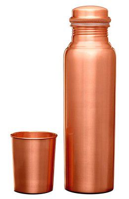 Signoraware Copper Bottle with Glass (Matt) (1 Bottle + 1 Glass 275 ml)