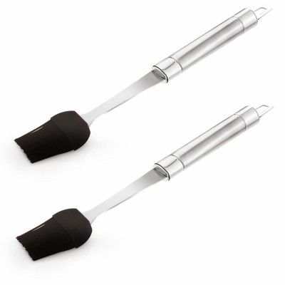 Signoraware Dual Tone Silicon Brush 10.5 inch, Set of 2, Silver, Standard, (SG_7050S2_Silver)