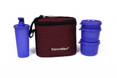 Signoraware Medium Combo Executive Lunch with Bag, Deep Violet