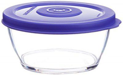 Signoraware Crystal Clear Round Small Container with Seal, 280ml, Set of 1, Deep Violet