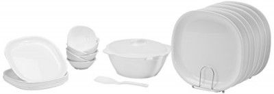 Signoraware Square Dinner Set, 21-Pieces, White