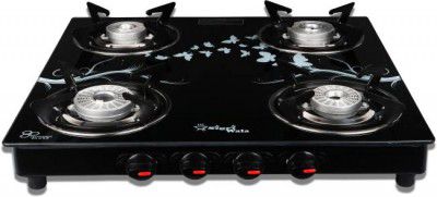 Sigri-wala 4 Burner Tornado Delux Design ISI Certified Glass Manual Gas Stove (4 Burners)