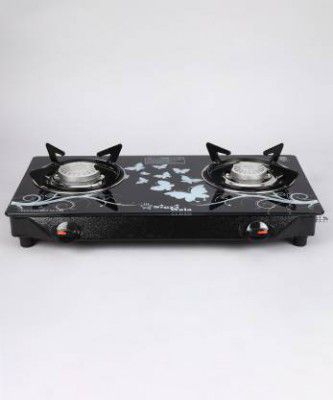 Sigri-wala Cute Blkd 2B Toughened Glass Tornado Burner Glass Manual Gas Stove Glass Manual Gas Stove  (2 Burners)