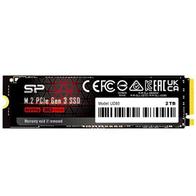 Silicon Power UD80 2TB NVMe PCIe M.2 SSD, Up to 3400MB/s, 3D NAND, M.2 2280 Internal Solid State Drive for Desktop Laptop PC Computer